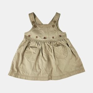 Vintage Gymboree Beige Overall Dress with Floral Accents